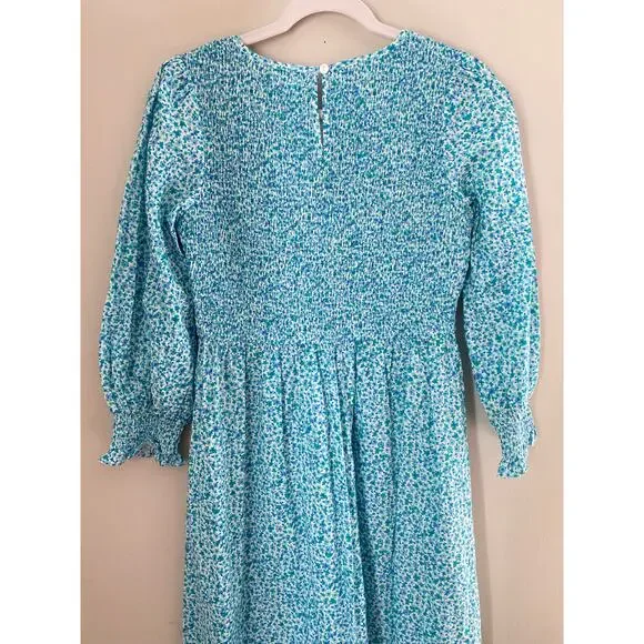 Pink City Prints Tuckernuck Ocean Ditsy Isabel V Neck Dress Long Sleeve Cotton - Picture 15 of 16